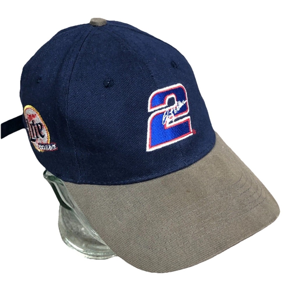 Vintage Nascar Hat Cap Miller Lite Rusty Wallace Racing Beer Strap Back Dad Mens